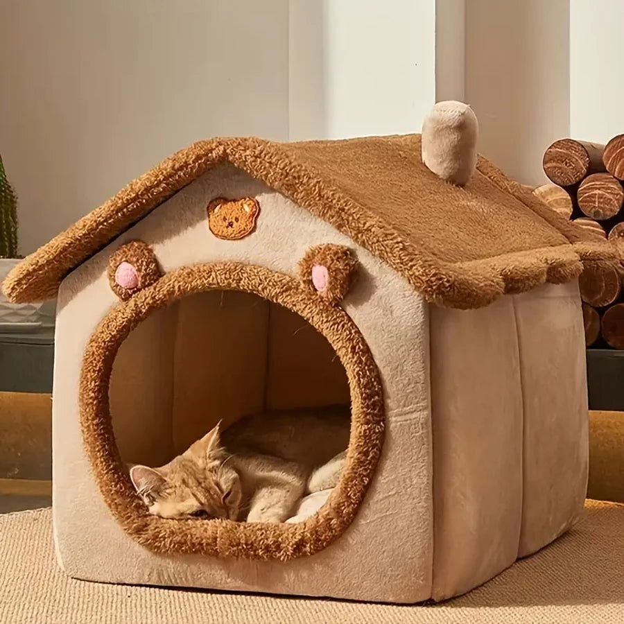 Foldable Pet House Removable Washable Cat House Puppy Cave 