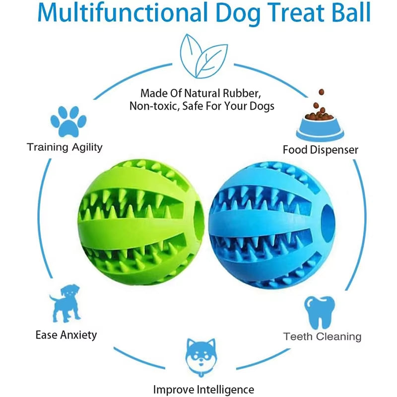Interactive Rubber Dog Ball - Chew & Tooth Cleaning Toy