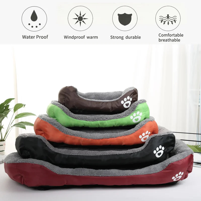 Large Pet Bed Square Plush Kennel Summer Washable Waterproof Mattress