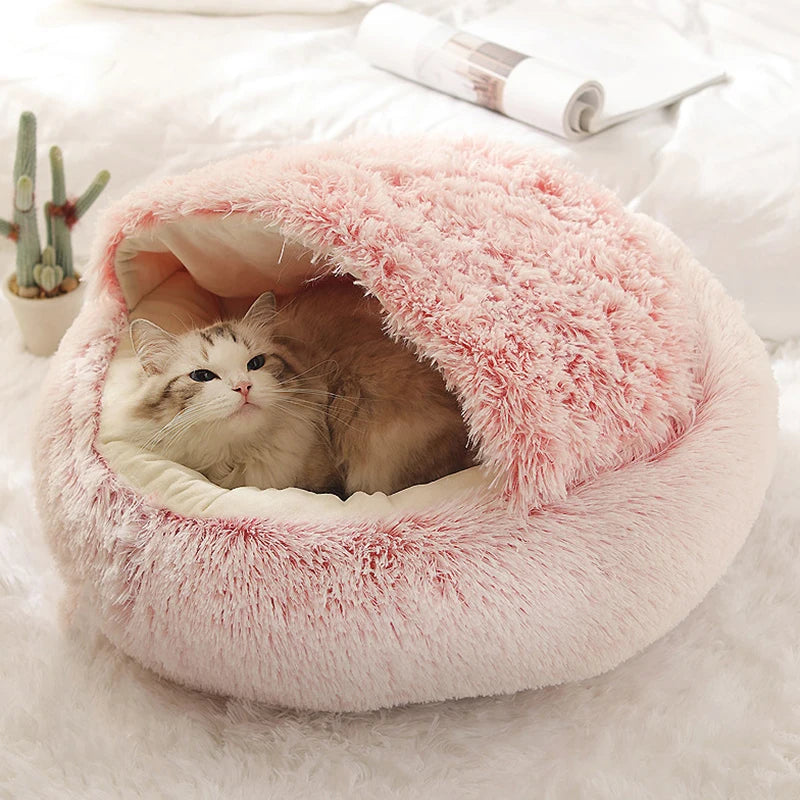  Warm Soft Pet Bed with Cover round Cat Dog Sleeping Nest Cave 