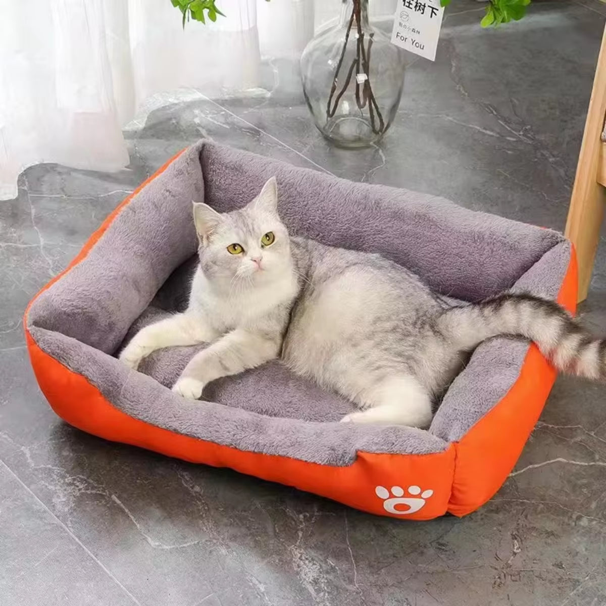 Color Square Winter Soft Warm House for Dog Bed Waterproof Cat Bed