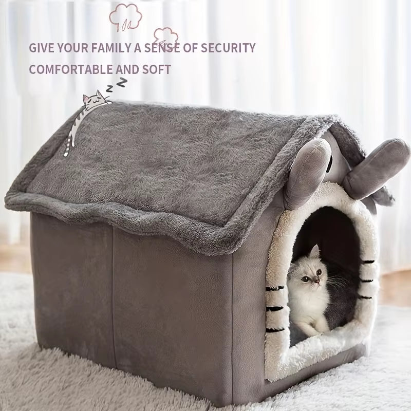 Foldable Pet House Removable Washable Cat House Puppy Cave 