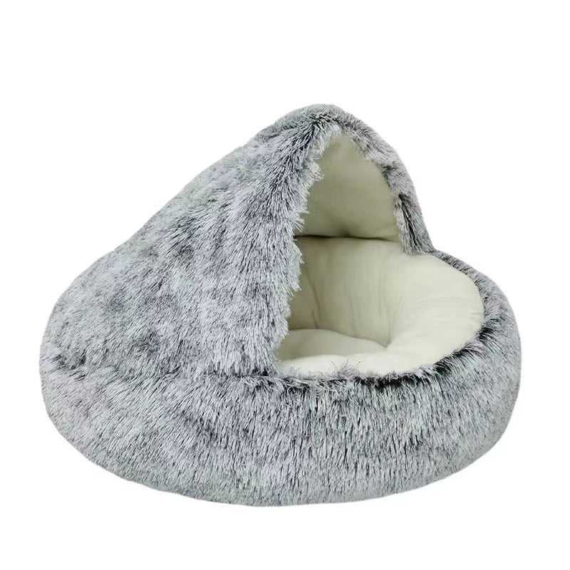  Warm Soft Pet Bed with Cover round Cat Dog Sleeping Nest Cave 