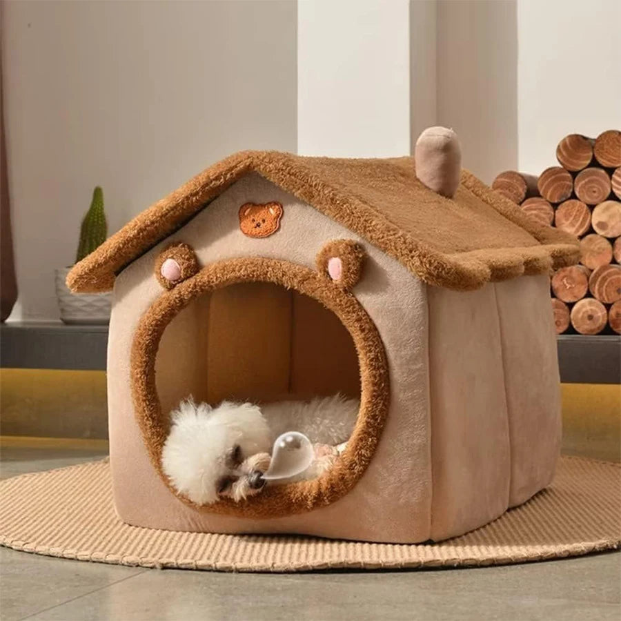 Foldable Pet House Removable Washable Cat House Puppy Cave 