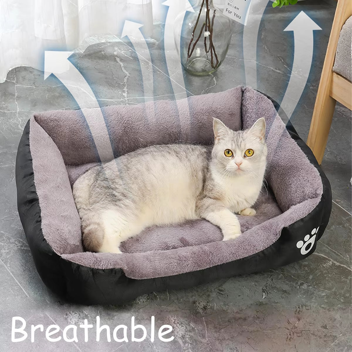 Color Square Winter Soft Warm House for Dog Bed Waterproof Cat Bed