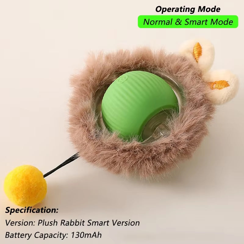 Smart Interactive Cat Ball - Rechargeable Rolling Toy with Tail