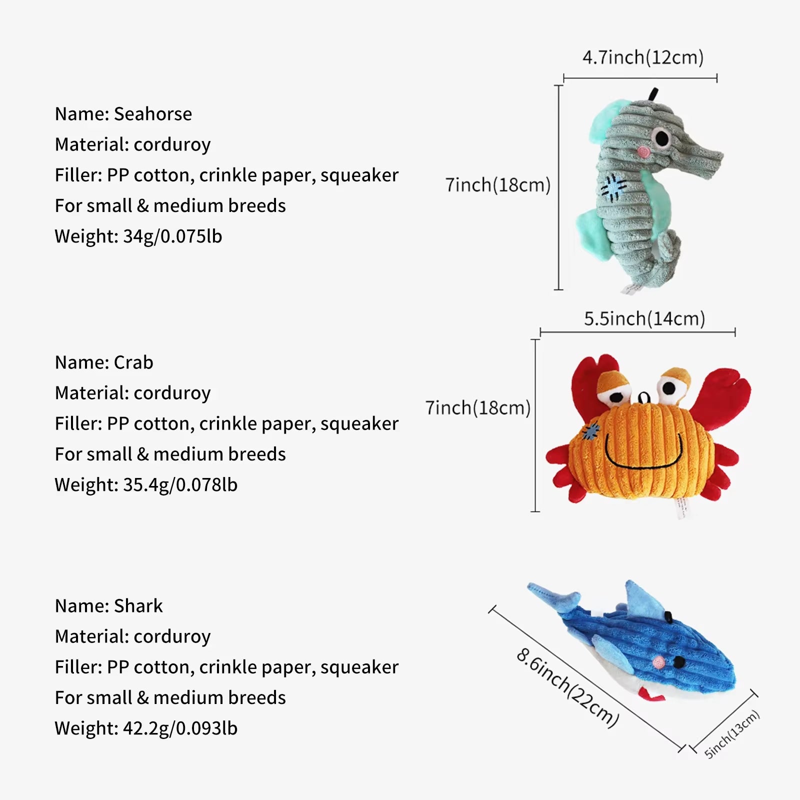 Squeaky Plush Toy for Small Dogs - Ocean Series
