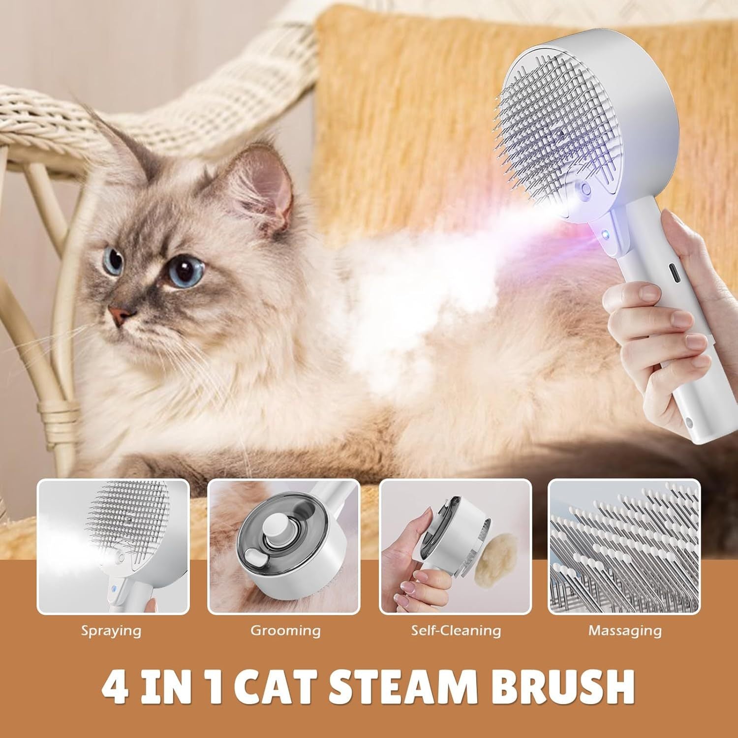 Cat Steam Brush For Shedding Spritz Defur Comb