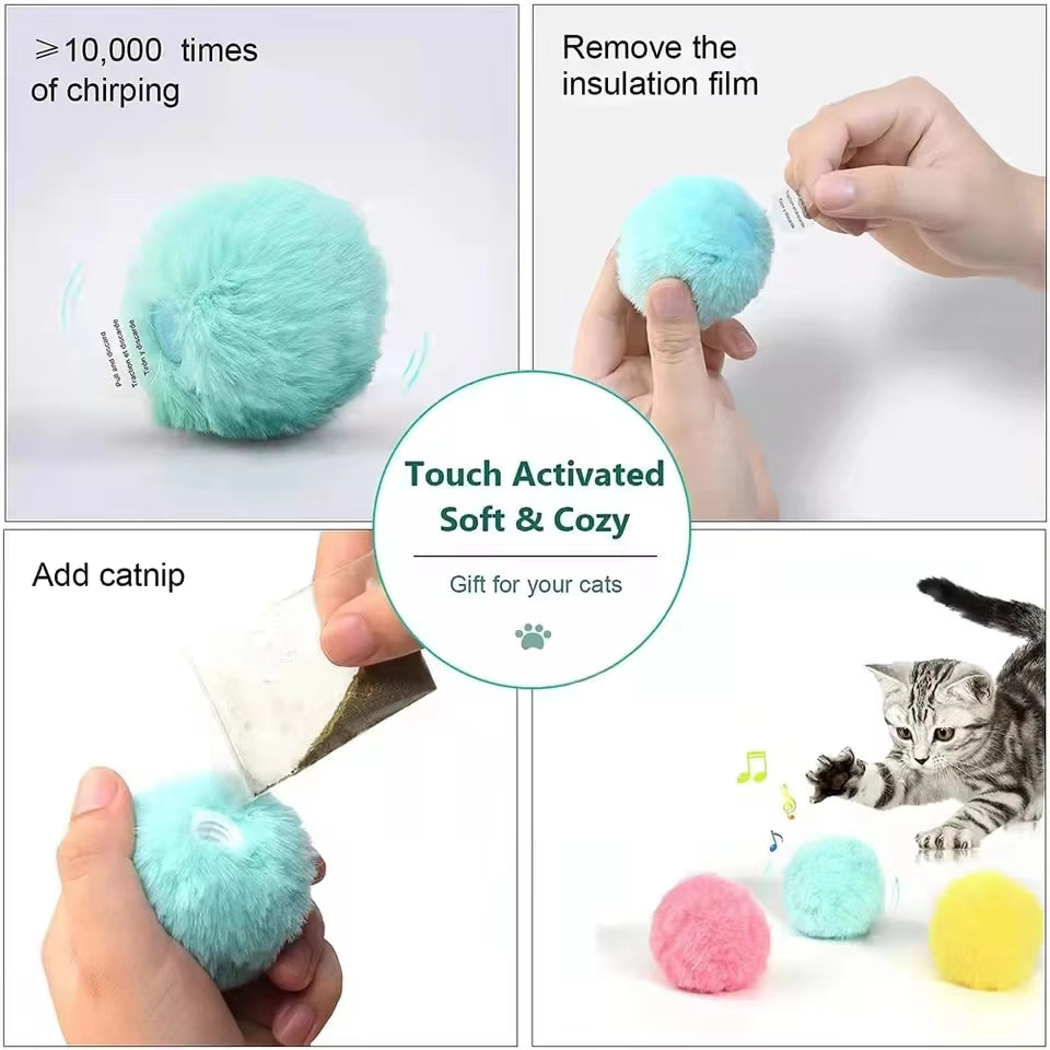 Interactive Catnip Plush Toy - Smart Squeaky Training Ball