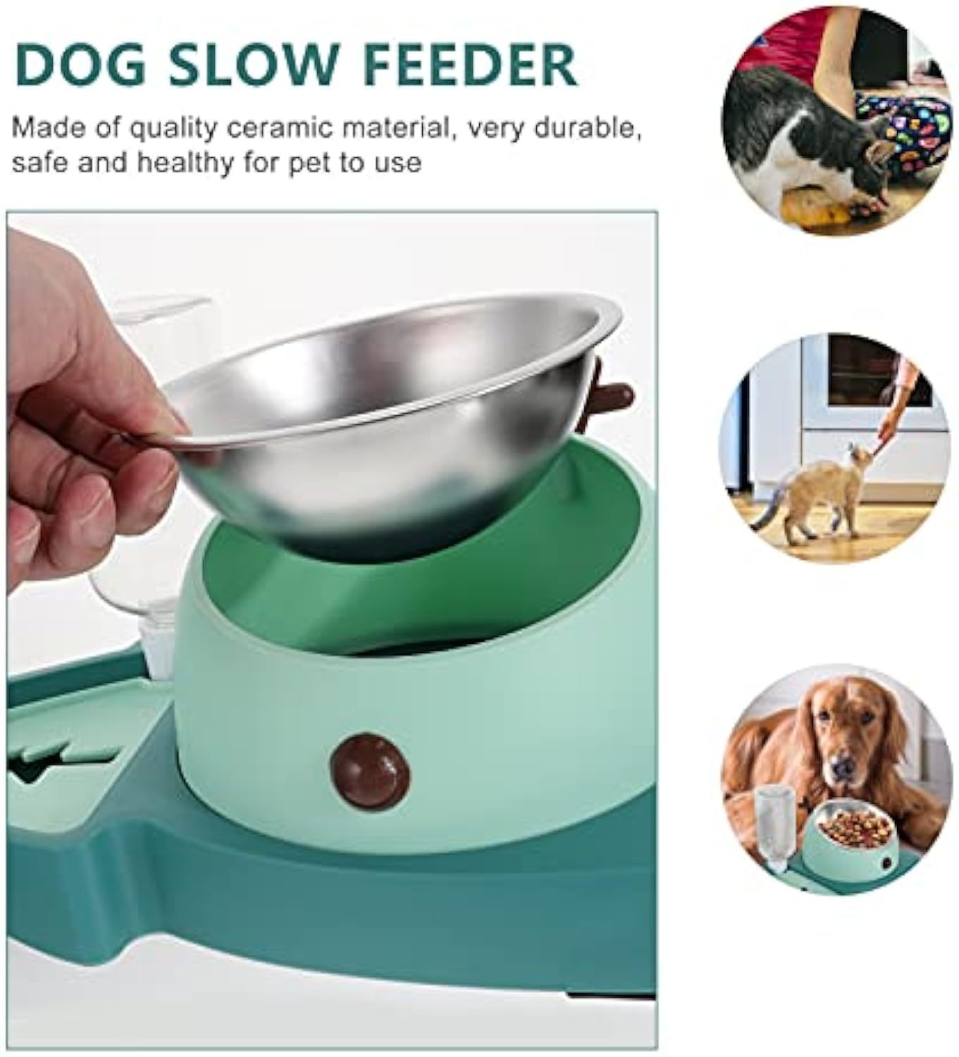Bowl Dog Slow Feeder Bowl Dog Slow Feeder Dish Detachable Water Tray Dog Food Bowl Plastic