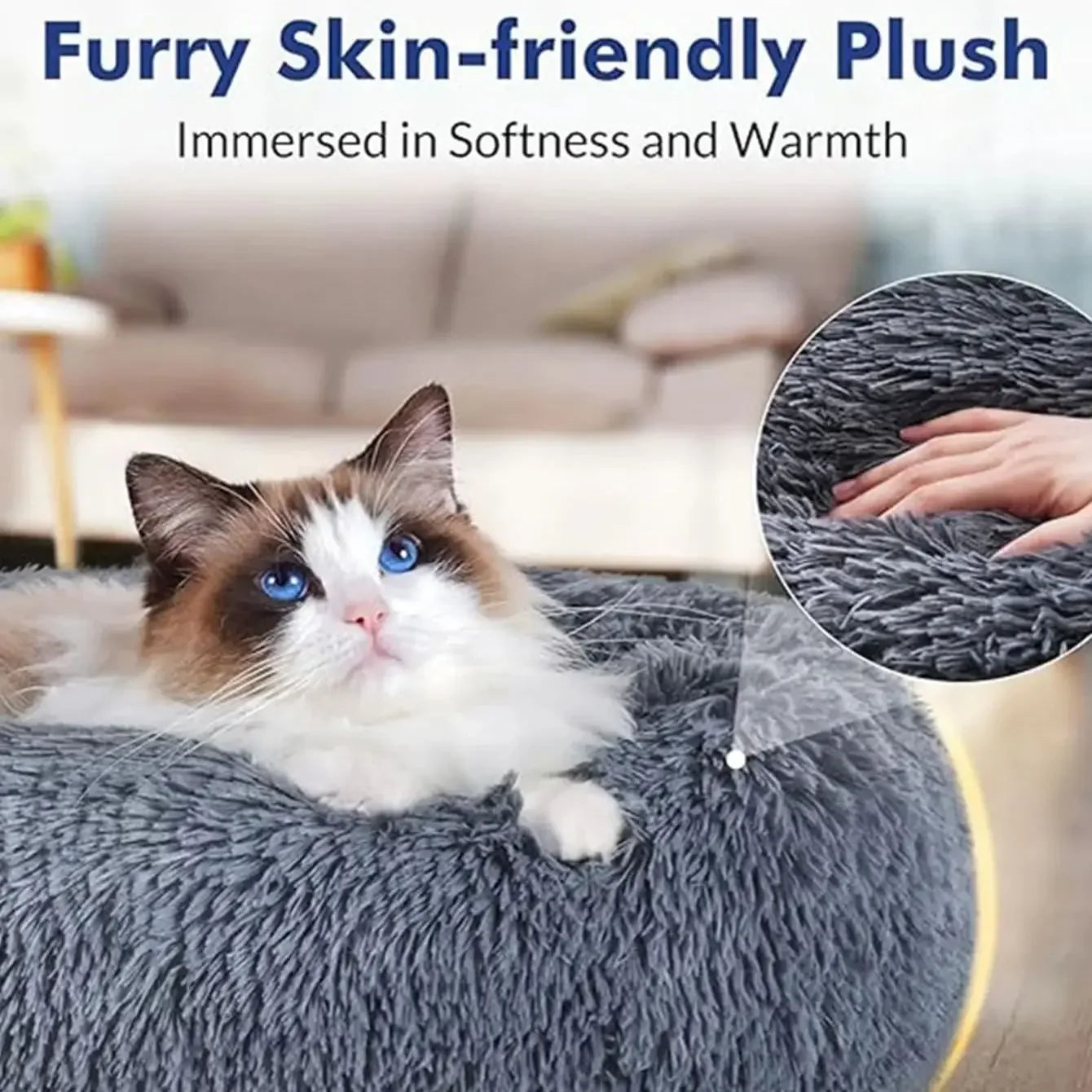  Super Soft Cat Bed Long Plush Dog House 
