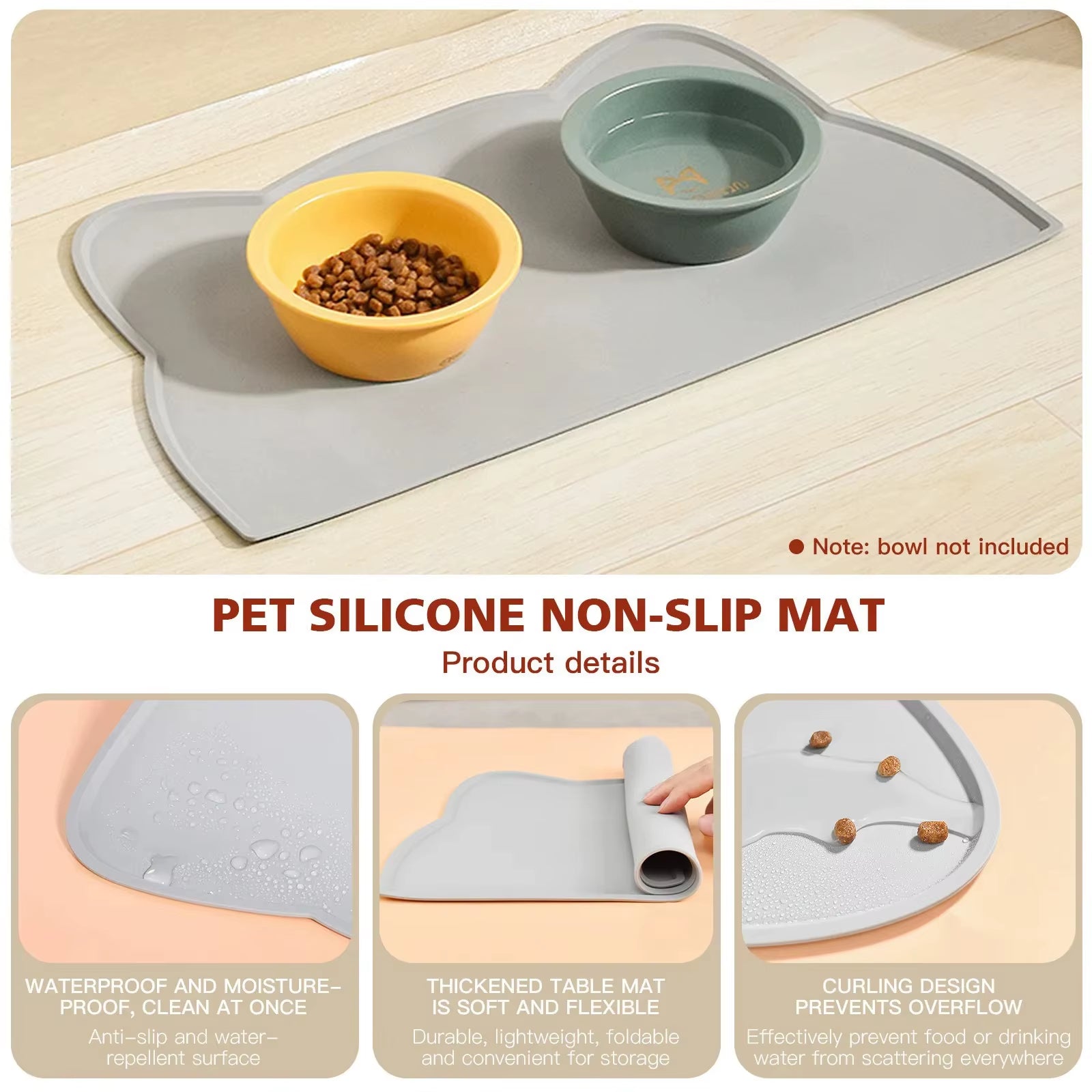 Pet Food Feeding Pad Pet Bowl Drinking Mat Portable Dog Feeding Mat Placemat