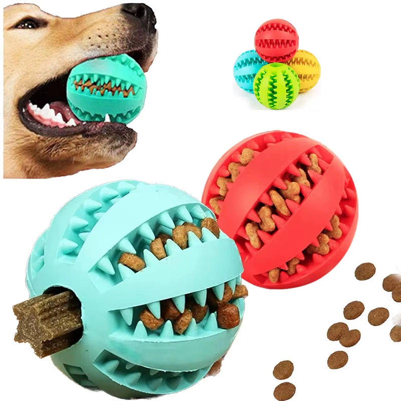 Interactive Rubber Dog Ball - Chew & Tooth Cleaning Toy