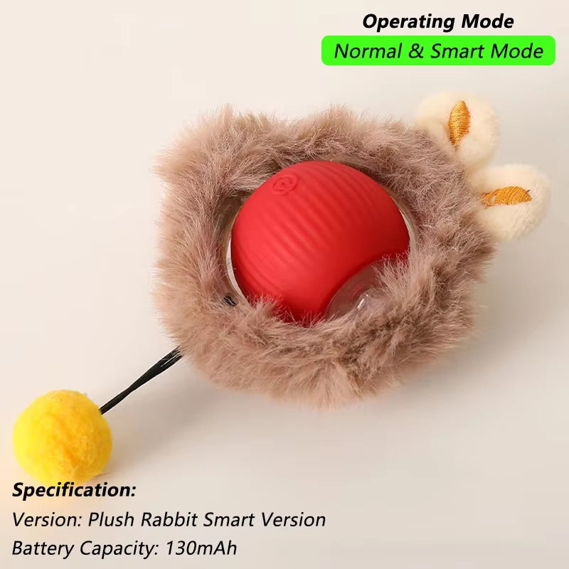 Smart Interactive Cat Ball - Rechargeable Rolling Toy with Tail